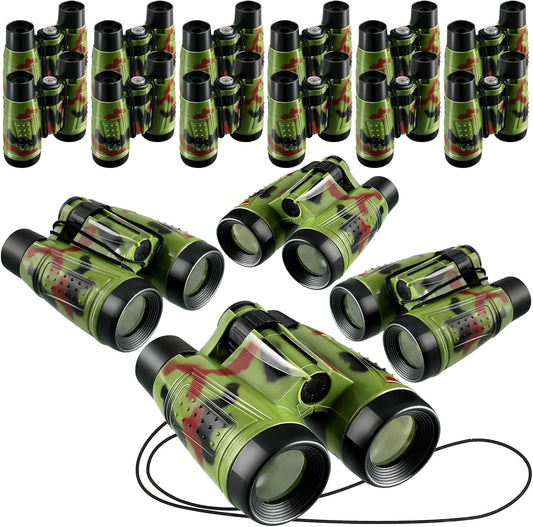 Deekin 16 Toy Binoculars for Kids with Neck String Learning Novelty Binocular Bulk Jungle Safari Hunting Party Favor for Explorer Gifts Bird Watching Camping Hunting, 4.3 x 4.1 Inch(Camouflage)