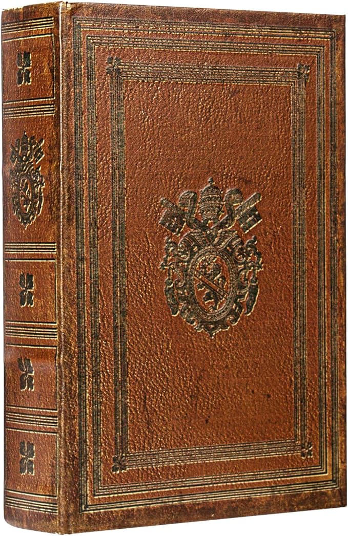 Decorative Book Box Fake Leather Embossed Cover Vintage Style Brown Storage Box - Large 1-06, Decoration for Coffee Table, Bookshelves, Jewelry, Postcard, Photo Storage, Graduation Gift