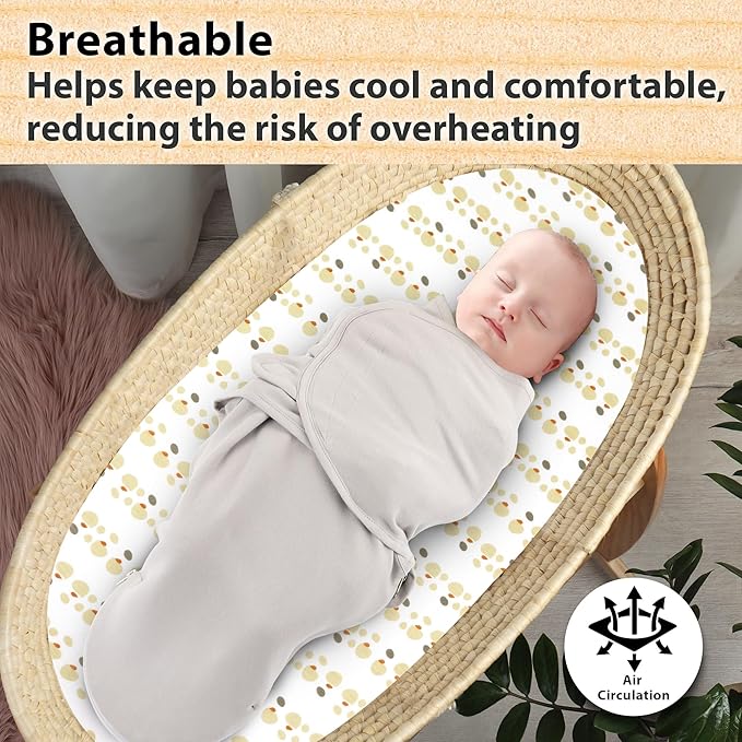 Bassinet Sheets for Baby Girl & Boy – 3-Pack Soft Fitted Bassinet Sheets, Organic Cotton, Breathable & Cozy, Fits 32x16x4 Inch Rectangle, Oval & Hourglass Mattresses, Lion Head