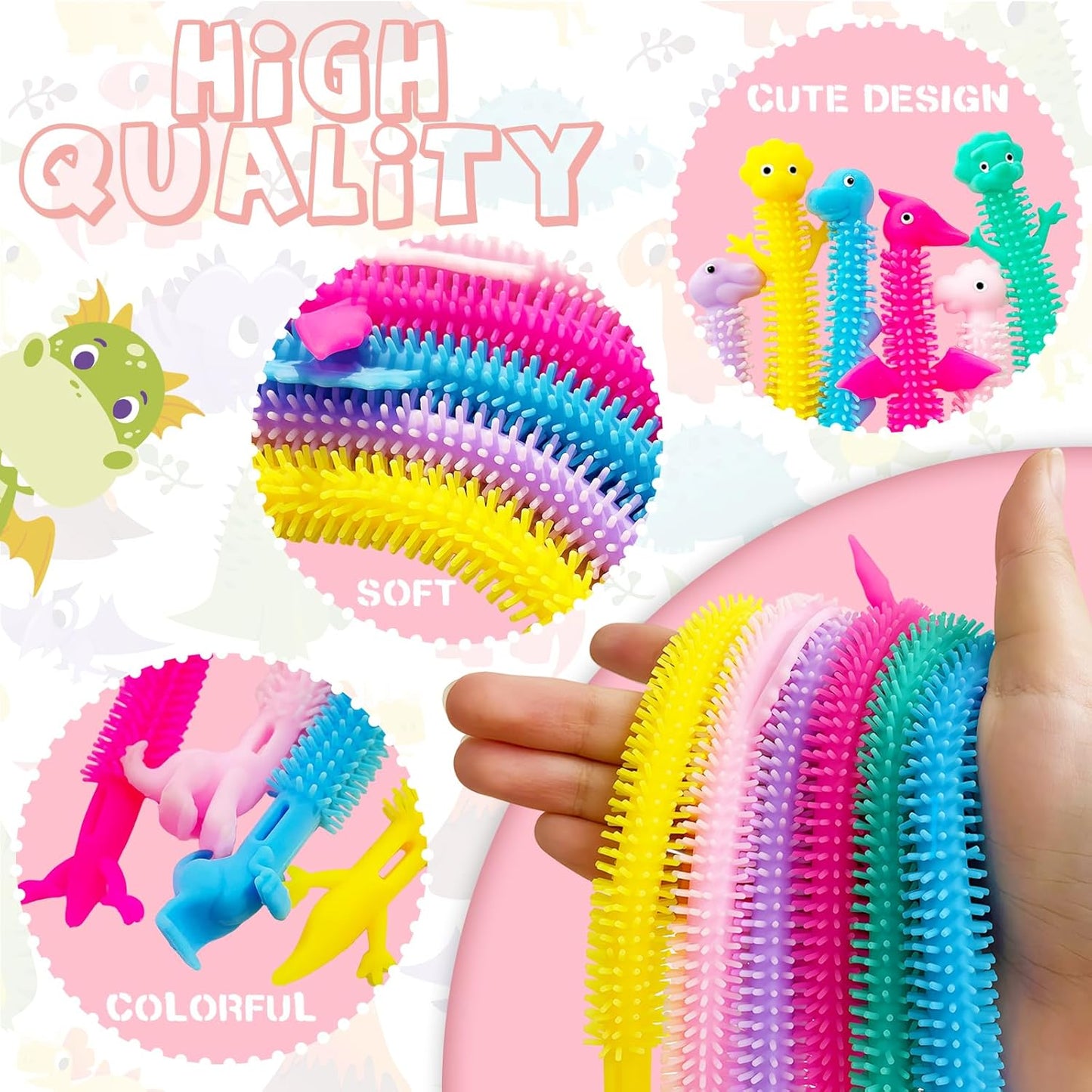40 Pcs Stretchy Fidget String Toys,Colorful Dinosaur Stretchy Strings,Sensory Fidget Dinosaur Stretch Toys with Wings for Children's Day,Kids,Valentine's,Easter,Party Favors,Back to School Gift
