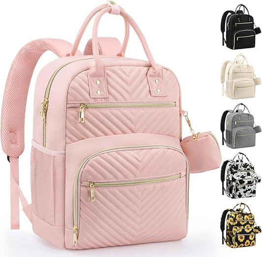 Diaper Bag Backpack,Baby Essentials Diapers Bag with Pacifier Case,Multipurpose Stylish Large Capacity Travel Backpack for Baby Girl/Boy(M-Pink)