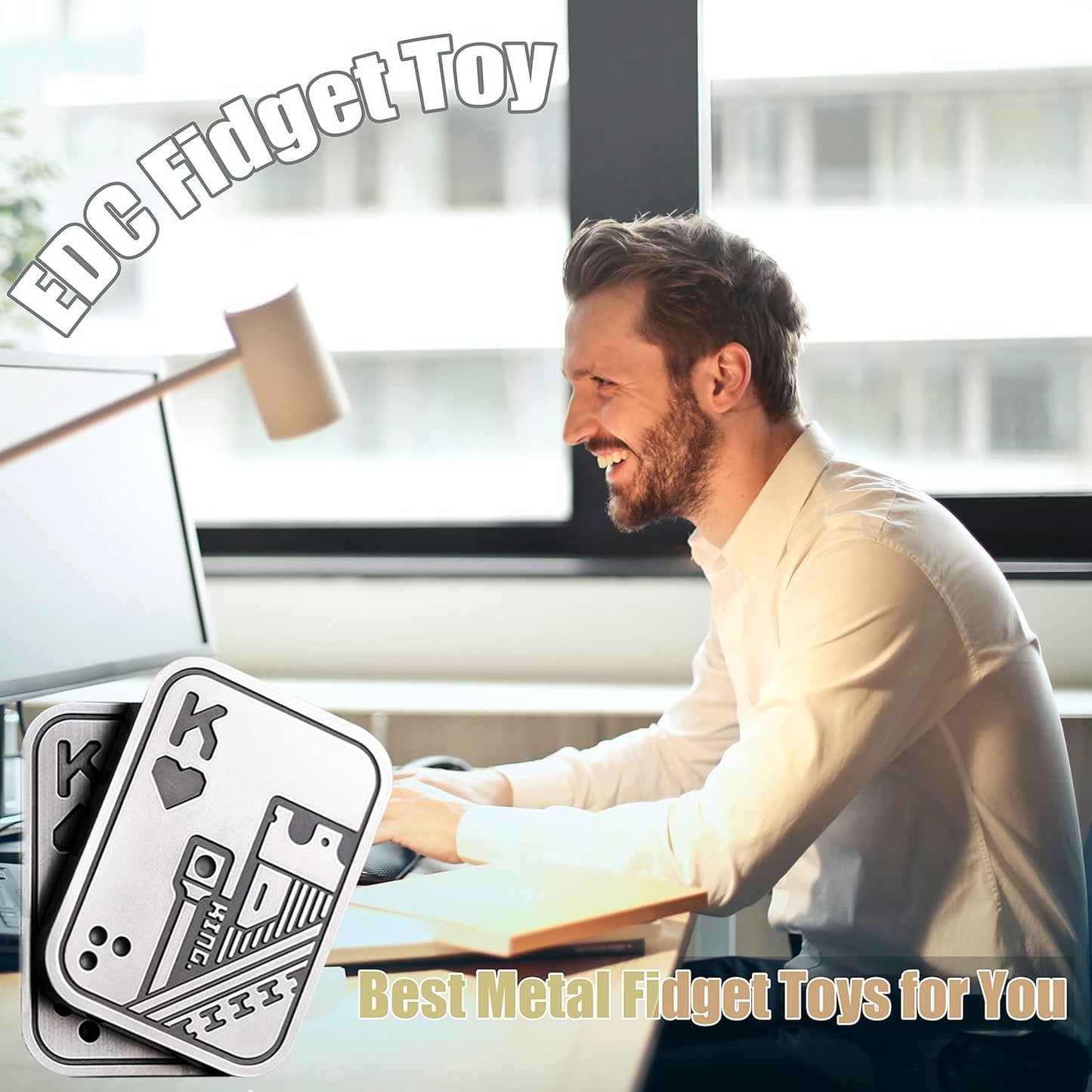 New Decompression Metal Poker Fidget_Slider，Manually Rotate Adult Office Decompression Toys to Relieve Pressure, Tabletop Toys for Adults and, Pressure Novel Toy Gift for Kids or Friends (silveryKK)