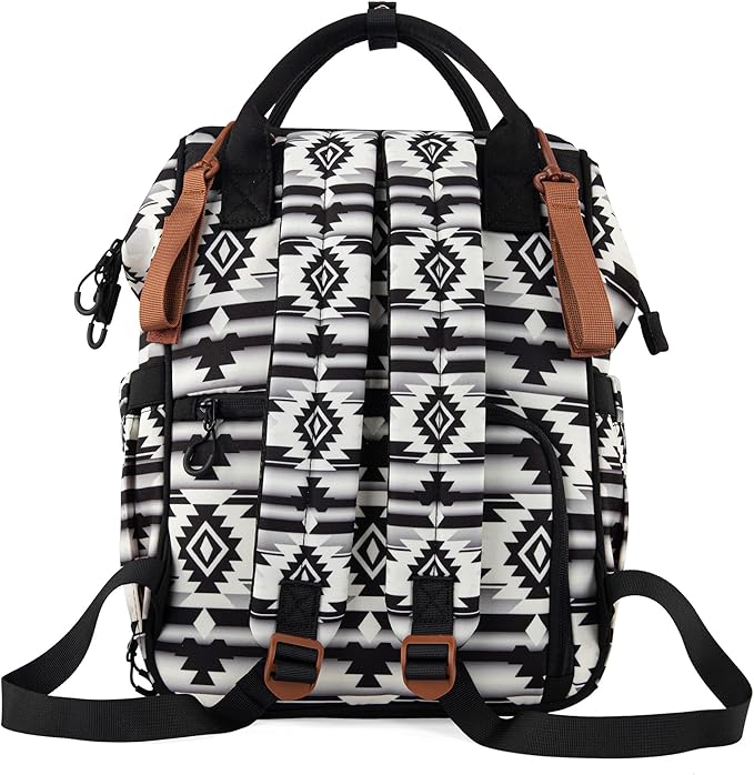 Montana West Wrangler Diaper Bag Backpack Aztec Travel Backpack Purses Western Multi-Function Baby Bags for Mom with Waterproof Insulated Pockets