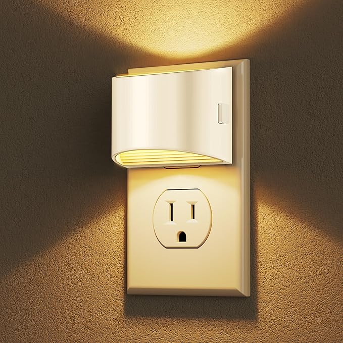 DORESshop LED Night Light[2 Pack], Night Lights Plug into Wall, 3 Level Brightness Adjustable Plug in Night Light, Dusk to Dawn Sensor Nightlights for Adults,Bedroom,Bathroom,Hallway,3000K White Cover