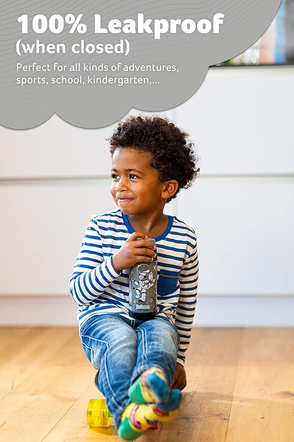 Jarlson® Mali Children's Water Bottle, Thermal Stainless Steel Water Bottle, BPA-Free, Leak-Proof, Children's Bottle with Chug Lid, Bottle for School, Nursery (Astronaut 'Star', 350 ml)
