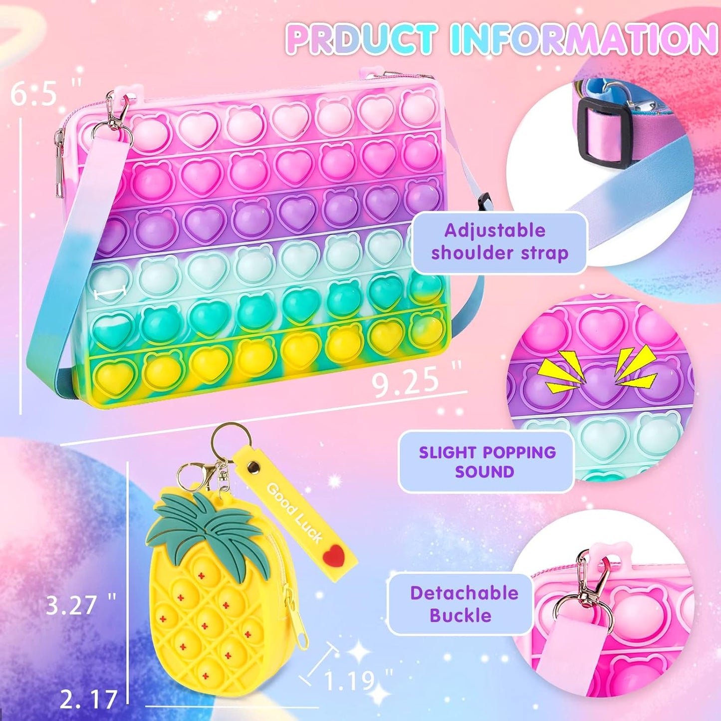 Aucma 2 Pack Purse for Girls Toys Wallet Messenger Crossbody Handbag Bag Kid Birthday Valentines Gift 2022 Stocking Stuffers Christmas Xmas Stuff