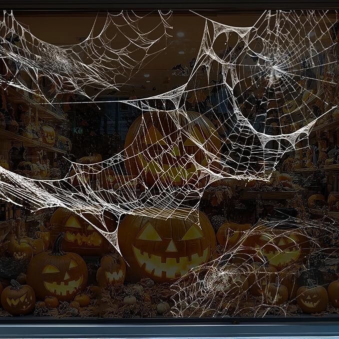 Halloween Window Clings for Glass Fall Static Cling Window Decals 1PCS Spider Web Autumn Reusable Window Stickers Home School Office Decorations
