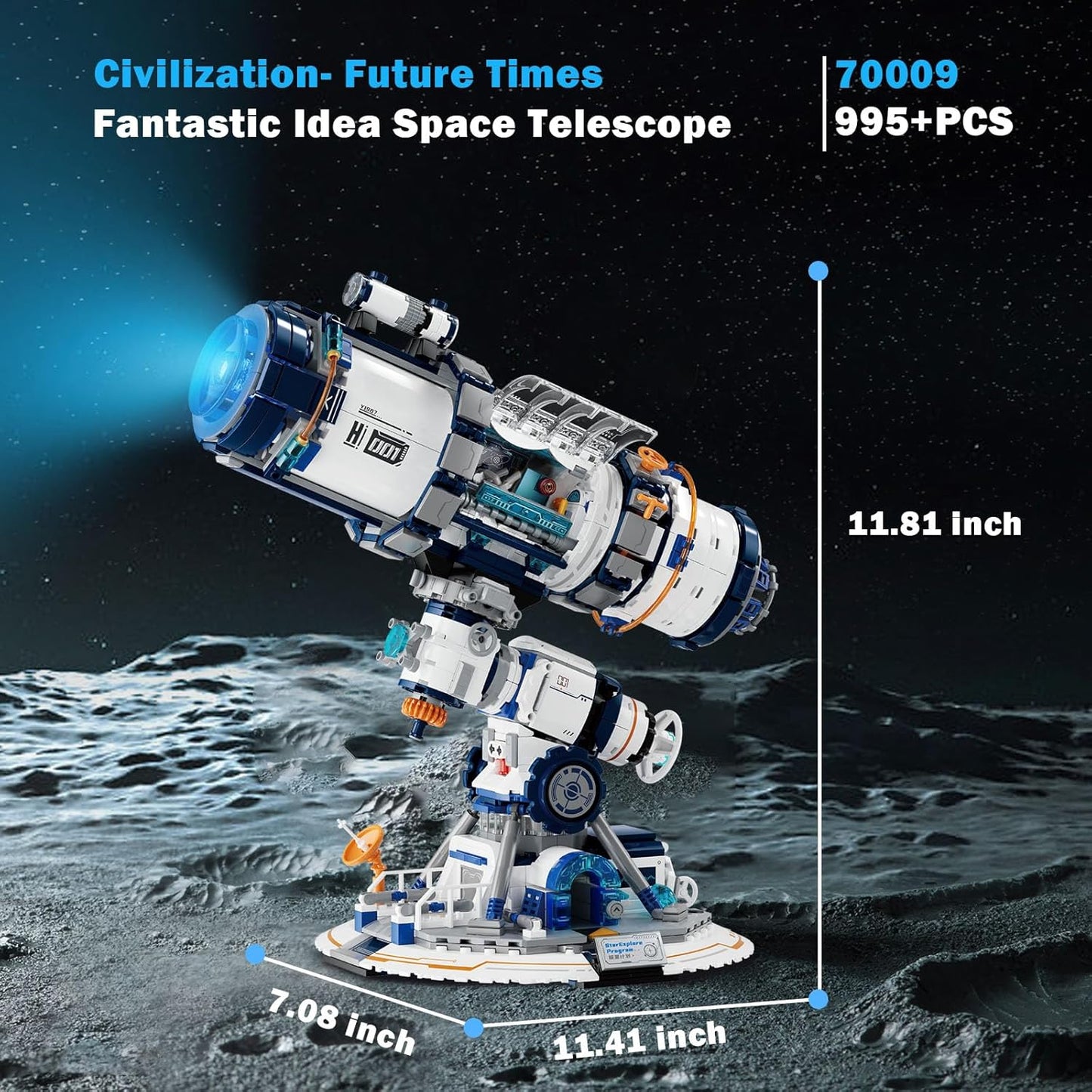 JMBricklayer Space Telescope Building Sets for Adults, Cool Space Planet Building Toys with Lights 70009, Space Exploration Telescope Model Kits for Teens, Ideal Gift for Space Lovers, Kids 8+(995PCS)