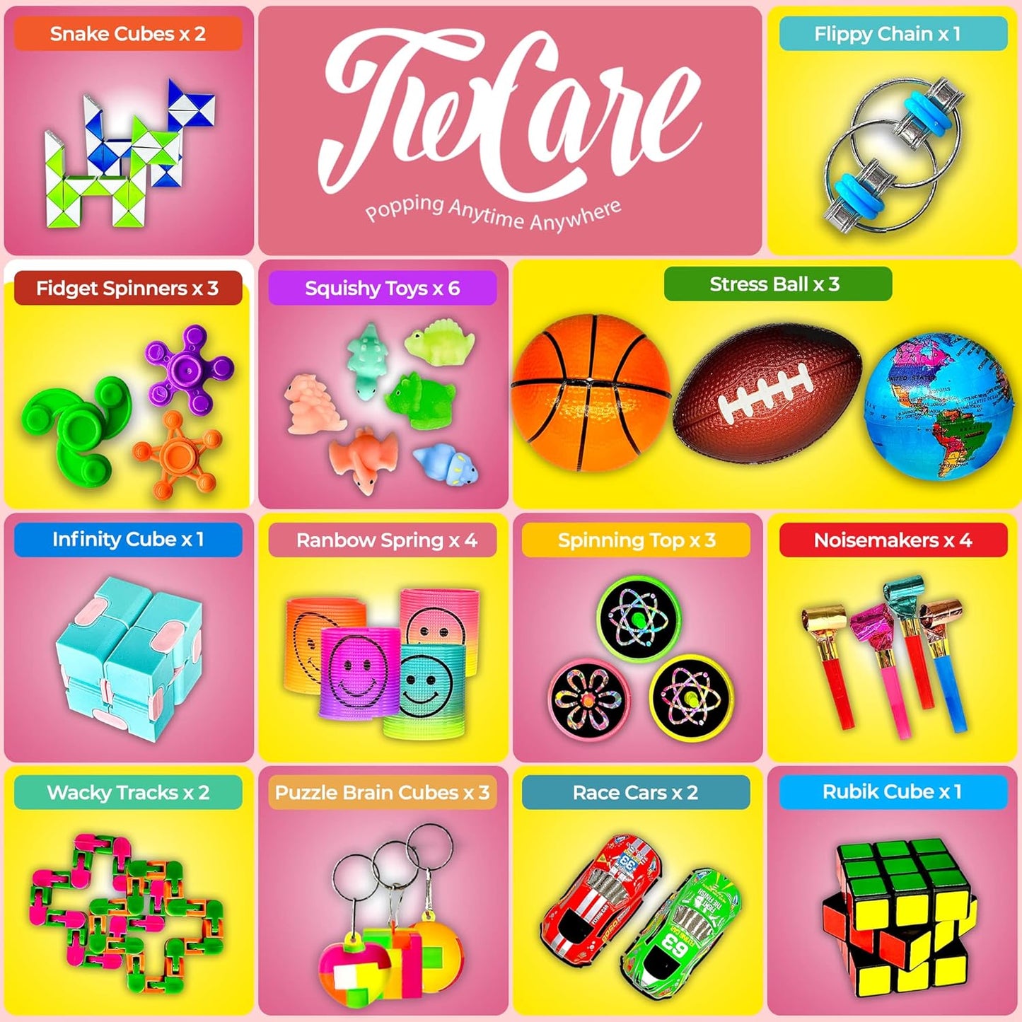 82 Pack Fidget Toys Set, Sensory Party Favors Gifts for Boy Girl Kids Adults Autism Stress Relief Stocking Stuffers Pop It Autistic Bulk Goodie Bag Filler Treasure Box Classroom Prizes School