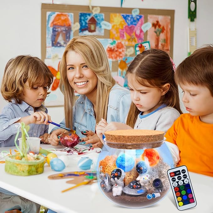 Astronauts Light Up Terrarium Kit for Kids DIY Space Toys Painting Kits Astronauts Toys Birthday for Boys and Girls Ages 4 5 6 7 8-12 Year Old - Kids Arts & Crafts Kit