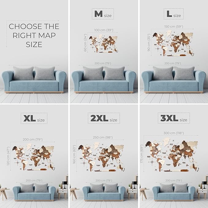 Enjoy The Wood 3D Wood World Map LED 3.0 Wall Art Modern Home Decor Gifts LED Lighting Wall Decor Housewarming Gift (Multicolor)