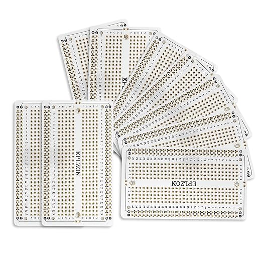 10 Pcs Solderable Breadboard PCB Board Gold-Plated Solder Breadboard for DIY Electronics Projects Apply to Soldering Projects 3.5"x2.05" (White)