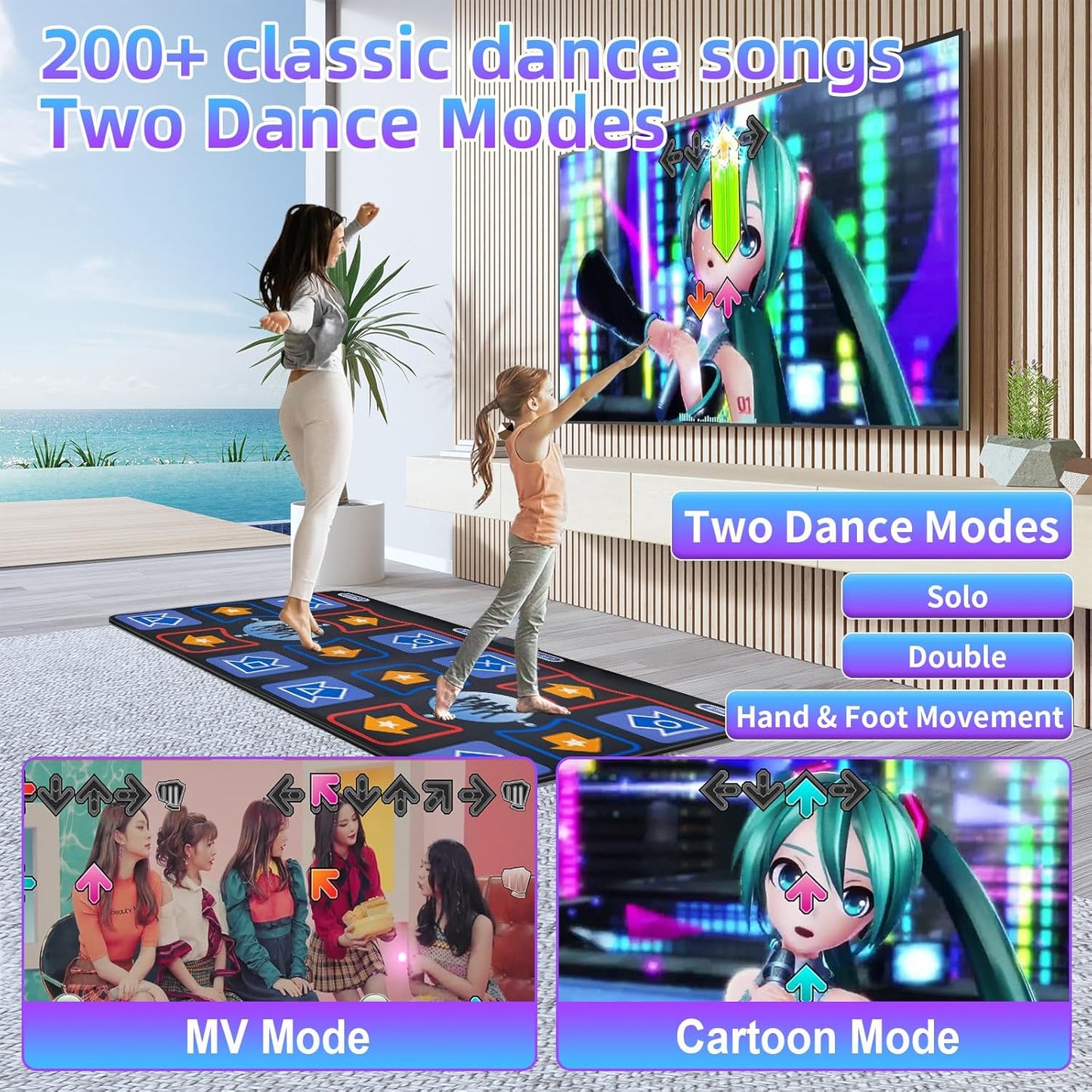 Dance Mat for Adults and Kids - Plug and Play TV Electronic Dance Mat Game, Wireless Dance Pad, Fun Dance Fitness Games for Kids, Christmas and Boys and Girls Birthday Gift Ideas, Blue