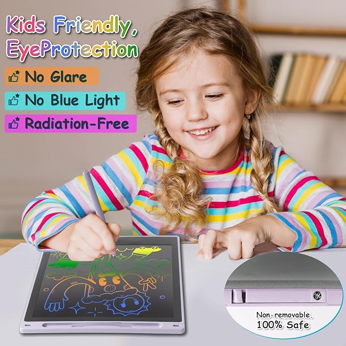 12 Inch LCD Writing Tablet - Colorful Electronic Drawing Pad & Doodle Board for Kids Ages 3-8, Erasable Educational Toy, Birthday for Girls and Boys (White)