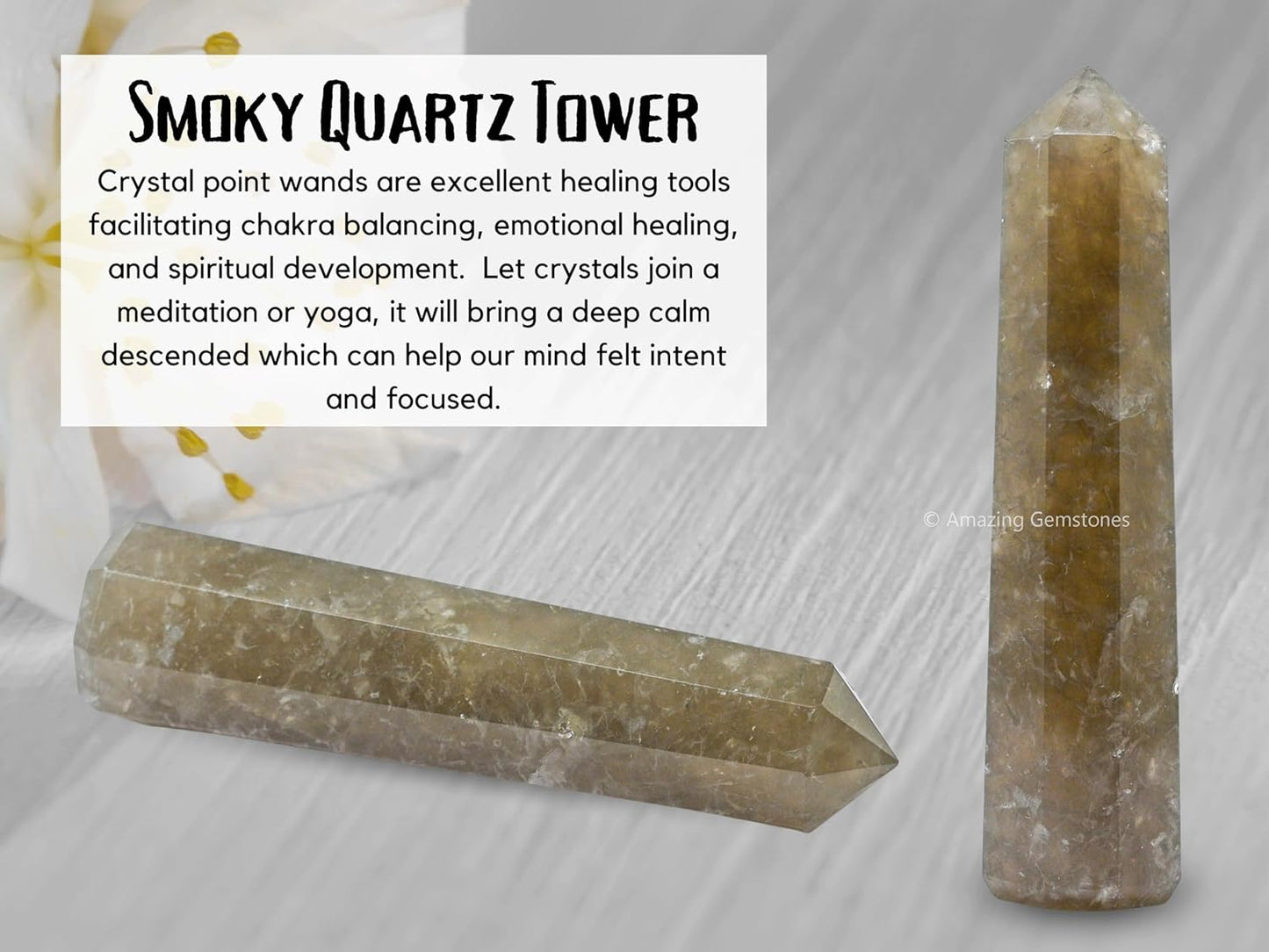 Amazing Gemstone Smoky Quartz Crystal Towers - Natural Healing Crystal Point Obelisk for Reiki Healing and Crystal Grid (3 Inch)