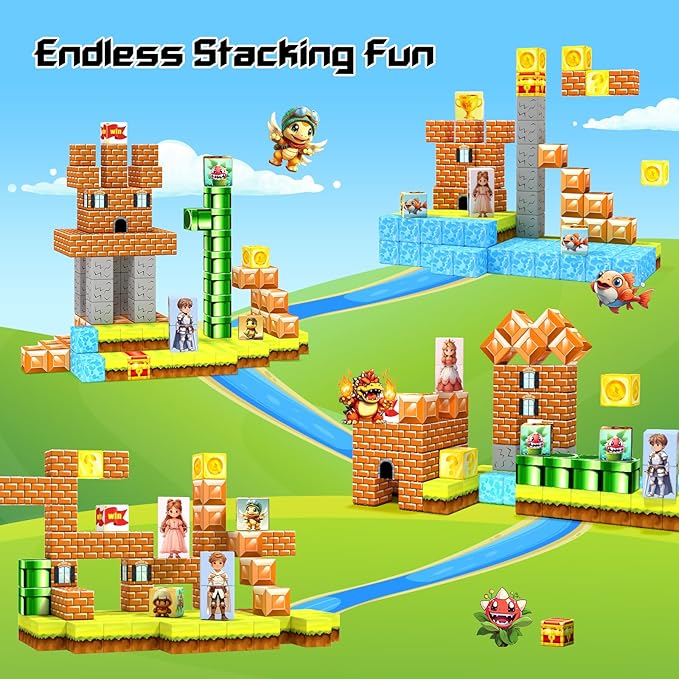 Magnetic Blocks- Magnetic Building Blocks Magnet Cube Toys Stacking, Build Forest Toys & Games Set, STEM Sensory Play, Birthday Giftsfor Kids Boys Girls Age 3 4 5 6 7 8 9 10 (54pcs 1inch)