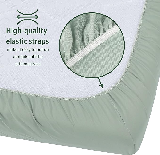 Pack and Play Sheets Fitted, 2 Pack Pack n Play Sheets for Graco Pack n Play Mattress, Unisex Playard Sheets for Boys Girls (Brown & Green, 38 X 26 Inch)