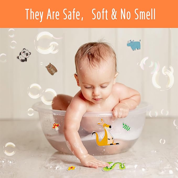 34PCS Wild Animal Jelly Stickers, Thick Window Door Clings Removable Reusable Gel Clings Decals for Kids Toddlers Adults Home Classroom Nursery Animal Theme Party Supplies Decorations (Not Edible)