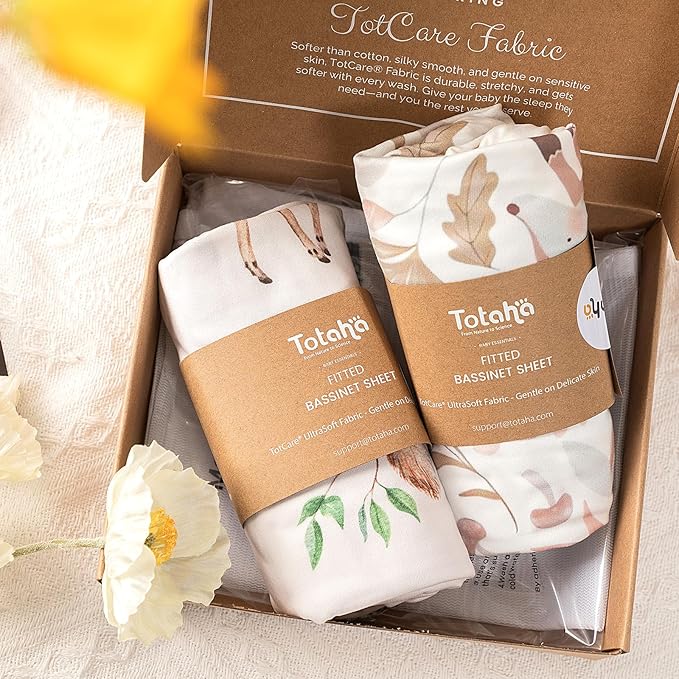 Bassinet Fitted Sheets Compatible with SNOO Happiest Baby Oval Bassinet - Buttery Soft, Silky Comfort, Premium Stretchy Jersey Knit Sheets, 2 Pack