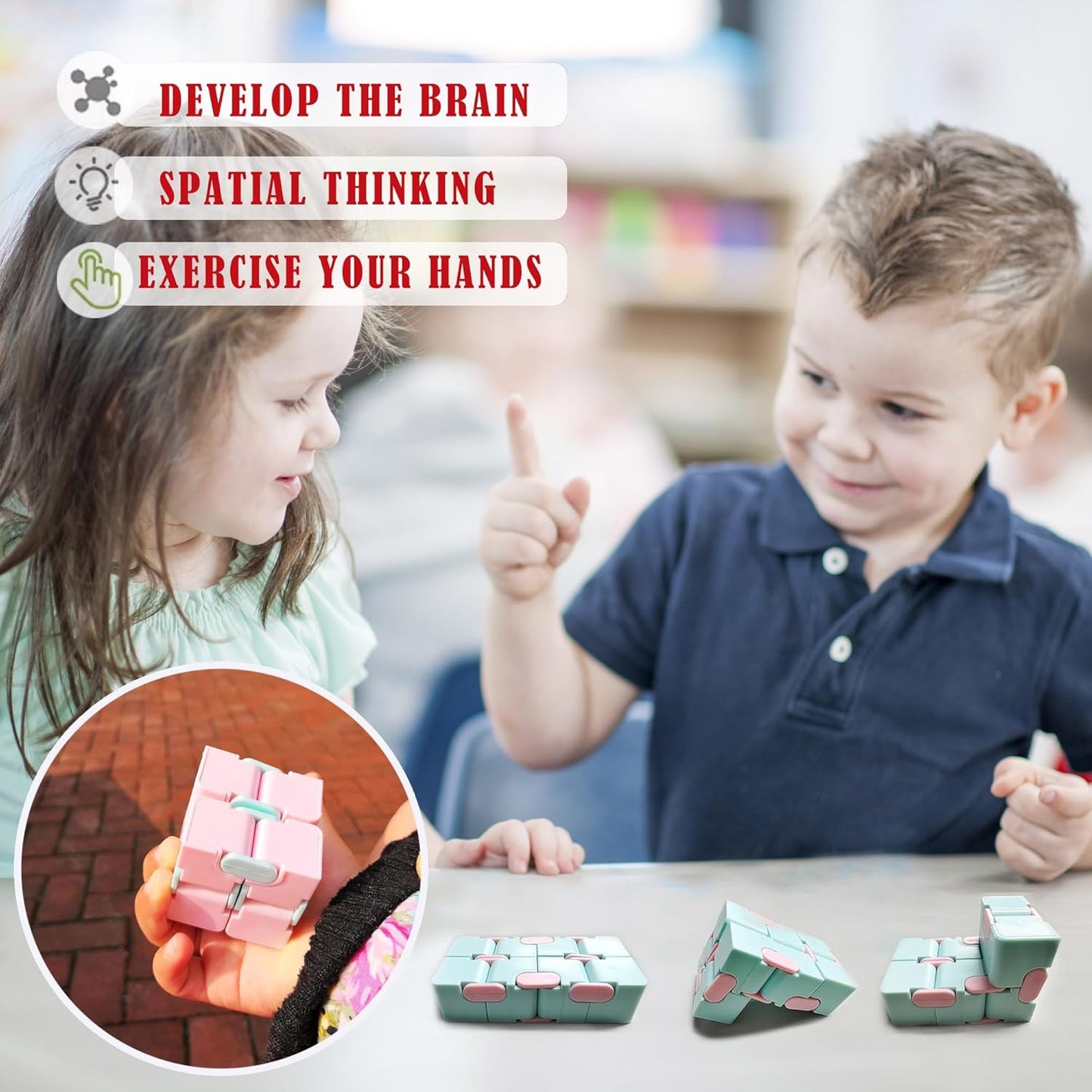 4 Pack Stress Relief and Anxiety Relief Fidget Toys,Infinity Cube,Marble Mesh