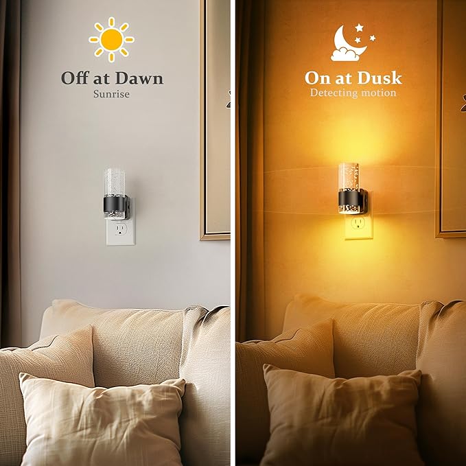 JandCase Night Light, Automatic Night Lights Plug into Wall, Dimmable LED Night Light with Adjustable Brightness, Night Lights Plug in with Auto Light Sensor, Amber for Bathroom Hallway Decor