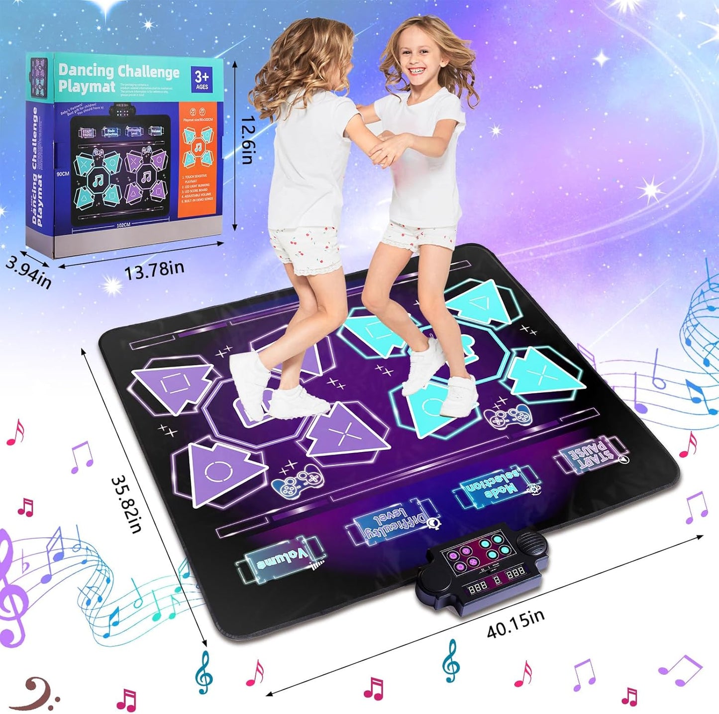 Double Dance Mat Ideas for Dance Challenge Palymat, Optional Single & Double Player Game Modes, Built-in Music, Three Levels of Difficulty Toys Gift for Ages 3-12 (Special Edition)