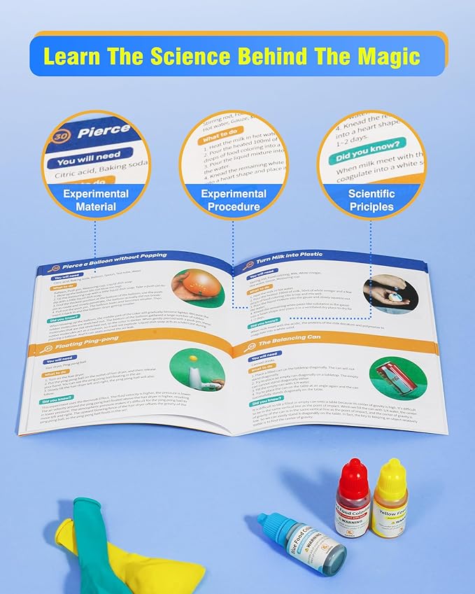 60+ Science Experiment Kit for Kids Ages 5-6-7-8, STEM Educational Science Gifts for Kids, First Science Kit for Boys Girl Birthday