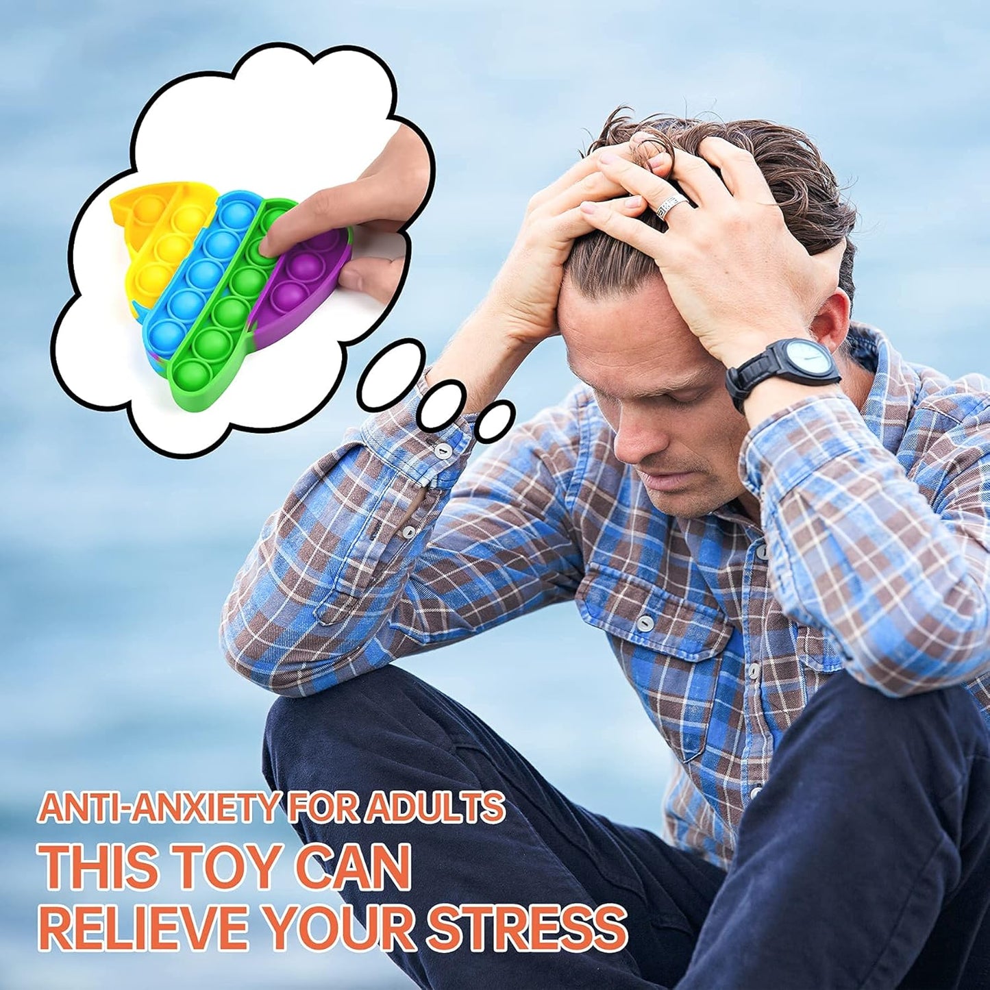 NiHealth Fidget Pack Push Pop Bubble Fidget Sensory Toy, Fidget Toys for Stress Relief Bubble Popper Fidget Toy, Silicone Squeeze Toy for Kids Adults (Rainbow Poop)