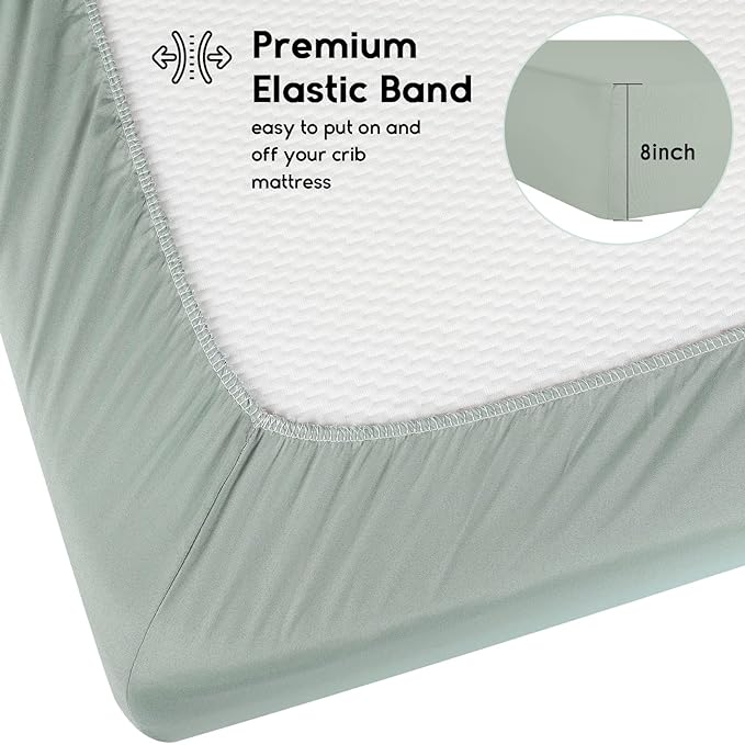 Yoofoss Baby Crib Sheets for Boys Girls, Fitted Crib Sheet 2 Pack for Standard Crib and Toddler Mattress, Super Soft Microfiber Baby Sheet 28x52x8in(Green+Leaf)
