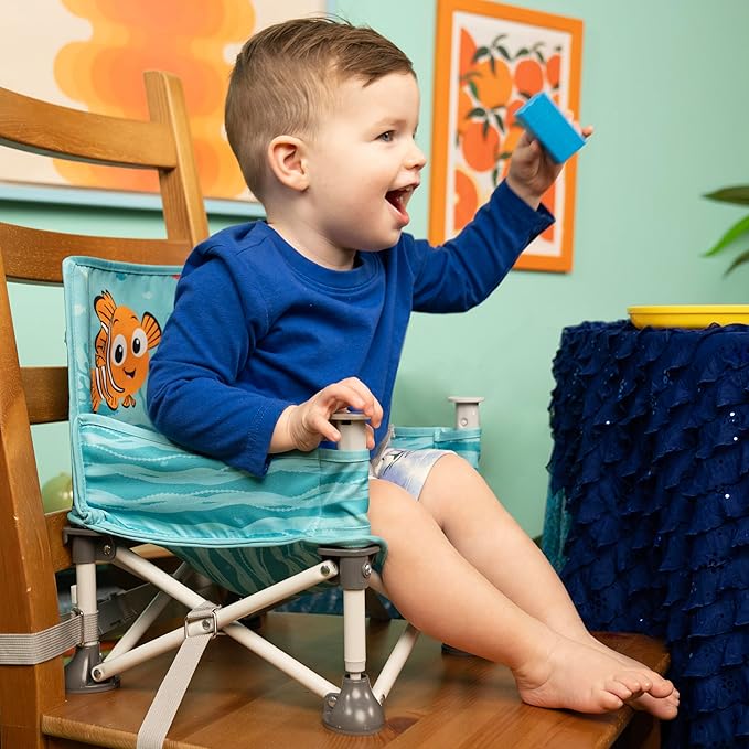 Bright Starts Disney Finding Nemo Pop 'N Sit Portable Booster, Indoor/Outdoor Use, Floor Seat with Feeding Tray, 6 Mos - 3 Yrs