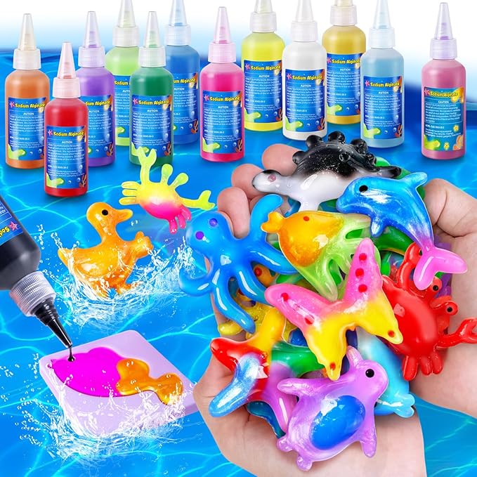 JOPSHEEN 20 Colors Magic Water Elf Toy Kit for Kids - Water Pets with 12 Molds - DIY Squishies Maker Crafts Birthday Gifts for Boys and Girls