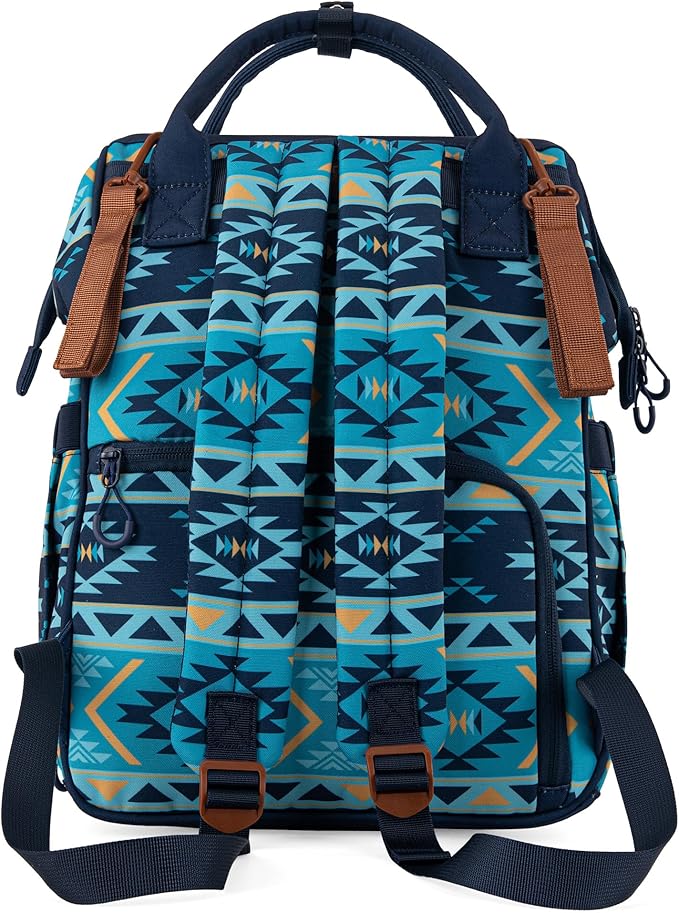 Wrangler Aztec Backpack Organized Daypack Travel Baby Bag with Stroller Strap and Side Bottle Pockets WG2204-9110NY