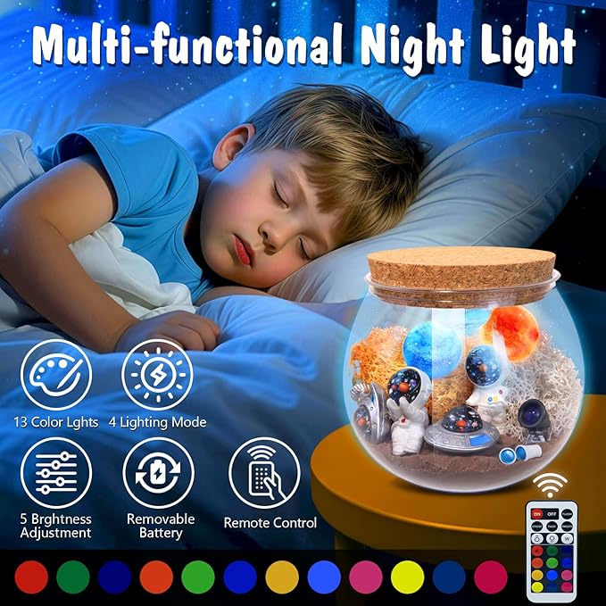 Astronauts Light Up Terrarium Kit for Kids DIY Space Toys Painting Kits Astronauts Toys Birthday for Boys and Girls Ages 4 5 6 7 8-12 Year Old - Kids Arts & Crafts Kit