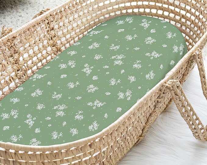 Baby Bassinet Sheets Girl (Butterfly Garden) 2-Pack - Fitted Bedside Bassinet Sheets - Buttery Soft Cotton Blend for Standard Mattress Pad - Compatible with Halo BassiNest