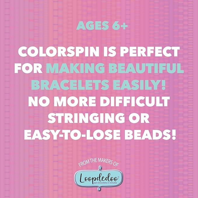 Loopdedoo Colorspin Electric Friendship Bracelet Maker Kit - Make Bracelets in Minutes for Birthdays and Friendship Gifts - Make 15 Bracelets, Design, Markers Included, Ages 6+