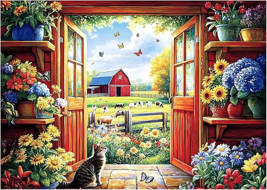 Jeaiciro 100 Piece Puzzles for Kids Ages 5-8 & 8-10, Flower House Farm Jigsaw Puzzle, Large Piece Puzzles for Seniors & Adults, Educational Toy for Boys and Girls Family Fun Gift Set for Child