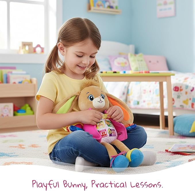 June Garden 16" Dressy Friends Bunnie - Educational Stuffed Plush Doll for Kids and Toddlers 2 Years and Up - Montessori Soft Toy Doll