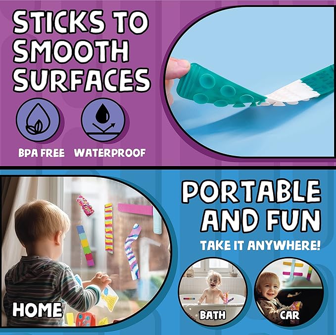 BUNMO 6 Pack of Sensory Suction Toys - Travel Toy - Fidgets for Kids - Engaging Creative & Imaginative Play - Sensory Toys for Children 3+