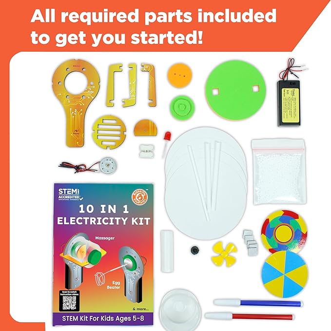 Butterfly EduFields STEM Kit 10-in-1 Science Experiments & Projects for Kids Ages 5-12 | Engineering Building Toy, Electronic Motor Robot Craft for Boys & Girls, Outdoor Summer Gift