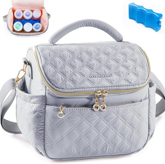 SFYBYHEART Breastmilk Cooler Travel Bag with Ice Pack for 6 Baby Bottles Up to 9 Ounce - Insulated Bottle bag for Daycare - Breastmilk Storage Bag - Baby Bottle Cooler Bag - Bottle Holder