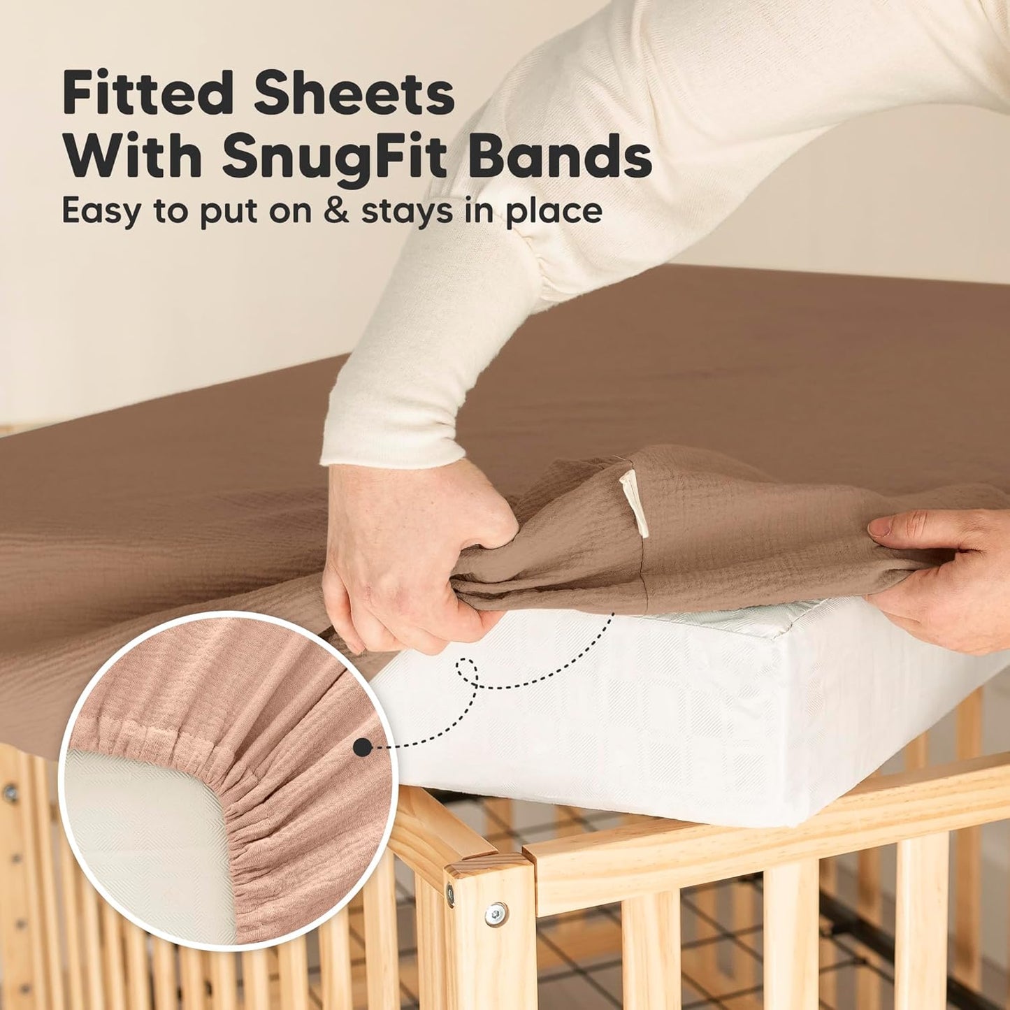 KeaBabies 2-Pack Muslin Crib Sheets for Boys, Girls - 100% Organic Cotton Fitted Baby Crib Mattress Sheet, Soft Breathable Standard Toddler Bed Cover Bedding Set, Neutral, Durable 52x28 (Russet)