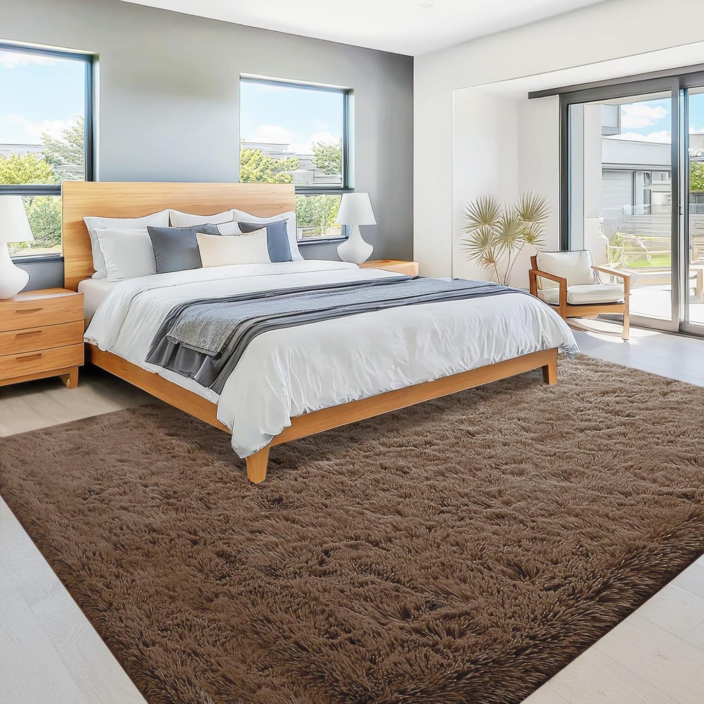 8x10 Area Rug for Living Room: Fluffy Shag Soft Washable Rugs Large Fuzzy Plush Indoor Carpet for Bedroom Nursery Playroom Kids Girls Boys Room (Coffee, 8'x10')