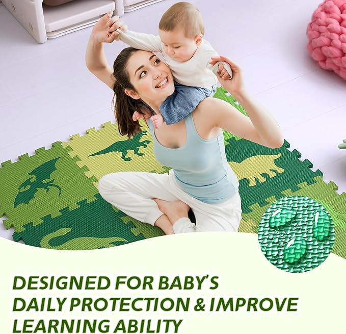 Coolcandy Baby Play Mat Without Fence, 9Pcs Interlocking Puzzle Floor Mat, 0.4" Thick Non-Toxic EVA Foam Play Mat, for Infants & Toddlers 3-36 Months, Soft Puzzle Tiles for Play Areas