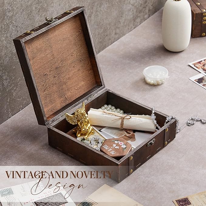 AW BRIDAL Personalized Wedding Keepsake Box Memory Box Wooden Storage Box for Trinkets Photos Jewelry Wedding Engagement Gifts for Couples//DK2201CPP67//