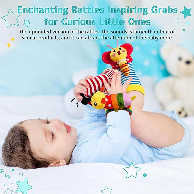 Baby Toys 0-6 Months: Baby Rattles 0-6 Months Baby Essentials for Boys Girl Infant Toys Wrist Rattles Socks Hand & Feet Newborn Essentials Must Haves Registry Search Shower Gifts for 0-3 0-12 Months