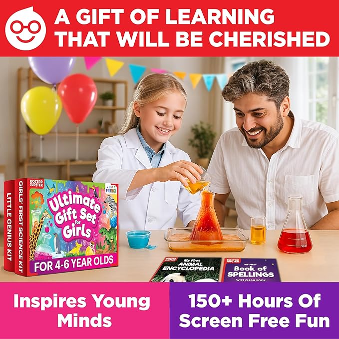 Doctor Jupiter Ultimate Gift Set for Girls| Set of Girl’s First Science Kit, Little Genius Kit for 4-6 Year Olds| Girl Birthday Gifts| STEM Learning & Education Toys for Kids Ages 4,5,6