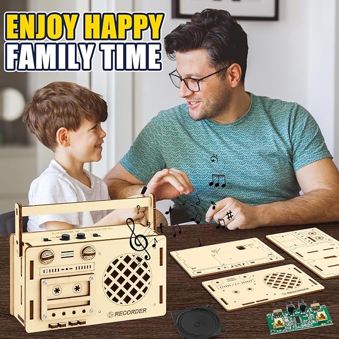 STEM Projects for Kids & Adults, Tape Deck Recorder Toy Model, DIY Science Experiment Electronics Kit, Beginner's Starter Set, Idea Gifts for Teenage Boy Girl