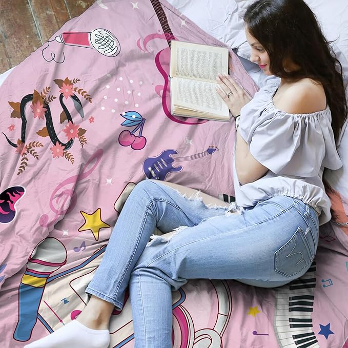 Music Fans Blanket, Flannel Purple Blanket, Singer Gifts for Sofa Bedding Music Fans Party, Singer Throw Beding 50"*60"