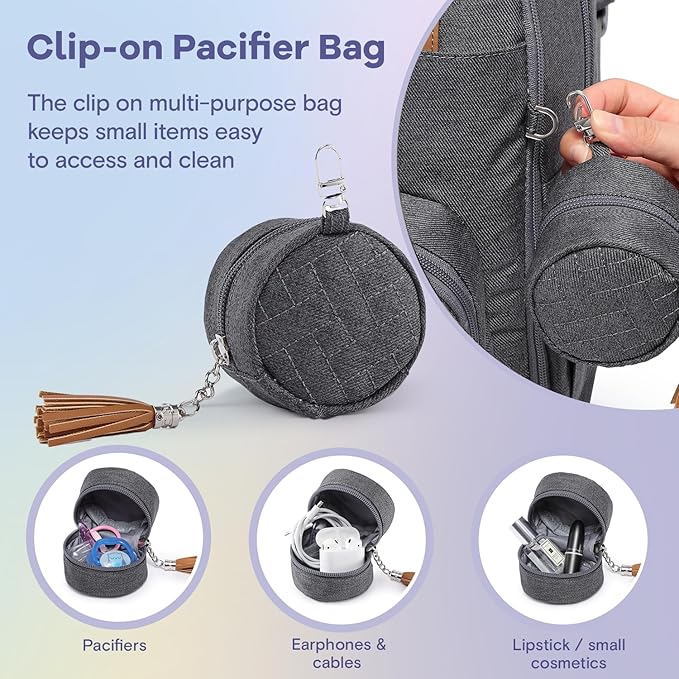 RUVALINO Diaper Bag Backpack, Multifunction Travel Pack Maternity Baby Changing Bags, Large Capacity, Waterproof, Dark Gray