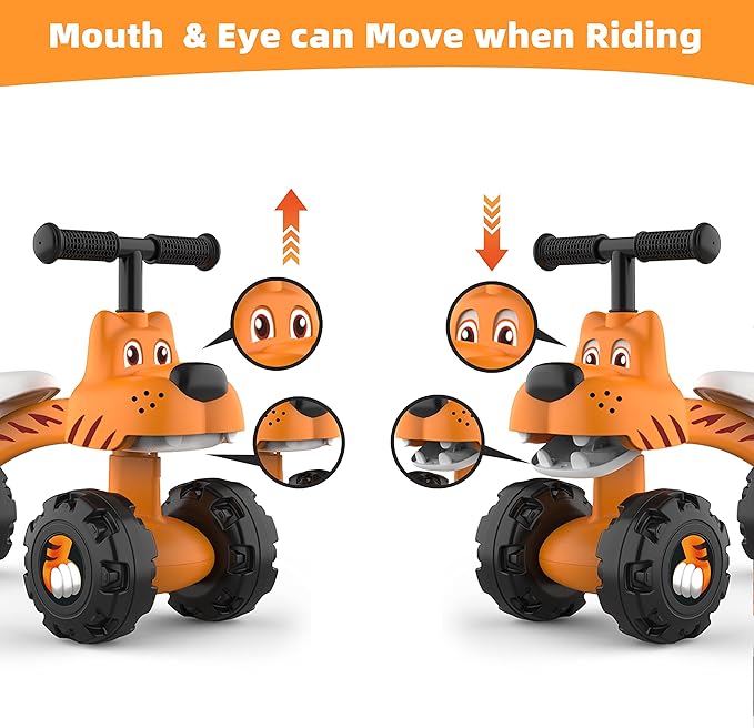 Wdmiya Baby Balance Bike for 1 Year Old Boys Girls, Riding Toys for Toddlers, No Pedal Bicycle, 12-36 Months Kids First Bike, Best Gift for Birthday, Christmas, Halloween (Tiger)
